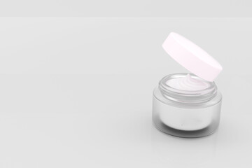 A bottle of plain cream, white skin care products, cosmetics, 3d render