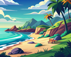 Beach Landscape anime style