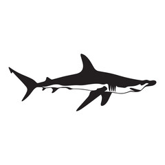 Hammerhead Shark Clipart, Hammerhead Shark Fish Outline, Shark silhouette, Shark Fish illustration black and white 