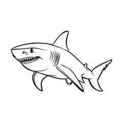 Fototapeta premium Hammerhead Shark Clipart, Hammerhead Shark Fish Outline, Shark silhouette, Shark Fish illustration black and white 