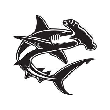 recommend clip art: Hammerhead Shark Clipart, Hammerhead Shark Fish Outline, Shark silhouette, Shark Fish illustration black and white 