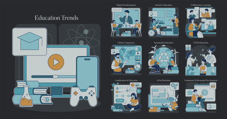 Education Trends. Flat Vector Illustration