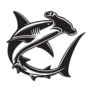 recommend clip art: Hammerhead Shark Clipart, Hammerhead Shark Fish Outline, Shark silhouette, Shark Fish illustration black and white 