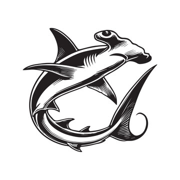 recommend clip art: Hammerhead Shark Clipart, Hammerhead Shark Fish Outline, Shark silhouette, Shark Fish illustration black and white 