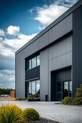 Modern Warehouse Exterior with Small Office Unit Generative AI