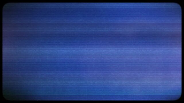 Retro VHS. Blue light CRT TV screen. VHS effect of old TV with kinescope. The video signal problems of the TV 80s and interference on the screen.