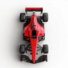 Naklejka premium Top View of Red Formula Car on White Background