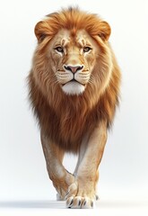 Fototapeta premium Realistic lion standing on a white background