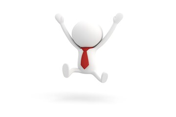 3d man success in business, on white background