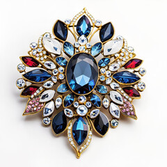 Elegant diamond and sapphire brooch