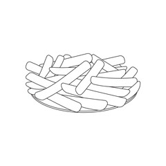 Hand drawn cartoon french fries food Isolated on White