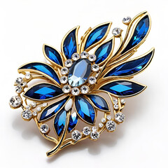 Elegant diamond and sapphire brooch