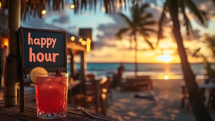 Cocktail glass decorated with a slice of lime on the background of the sea and sunset. Margarita cocktail