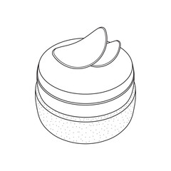 Hand drawn cartoon orange cream tart food Isolated on White