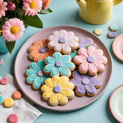 Colorful flower-shaped cookies