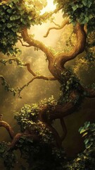 Naklejka premium I Am the Vine, You Are the Branches: A Christian Concept Art Illustrating Life, Support, and Connection as Expressed in John 15:5.