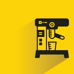 coffee machine icon with shadow on yellow background