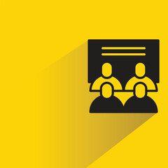 business meeting icon with shadow on yellow background