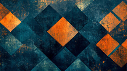 Abstract Geometric Pattern with Orange and Blue Tones.