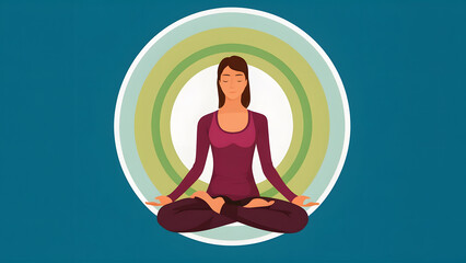 A serene illustration of a woman meditating in a yoga pose, creating a peaceful atmosphere.