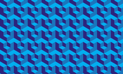 Seamless pattern with 3d blue cubes. Vector illustration.