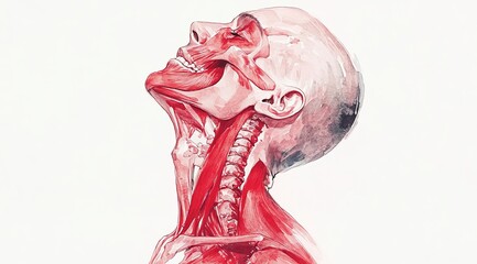 Obraz premium Watercolor Painting of Man's Neck and Collar - Detailed Art Print