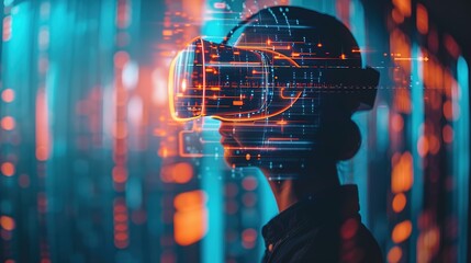 Embracing the synergy of robotics and humanity: a futuristic vision showcasing the harmonious integration of advanced technologies and visualized designs in a boldly modern landscape