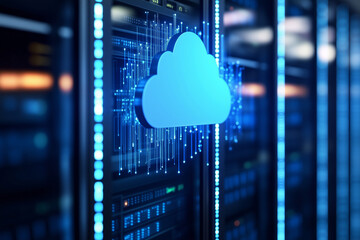 IoT, transferring information to the cloud, Cloud computing concept.