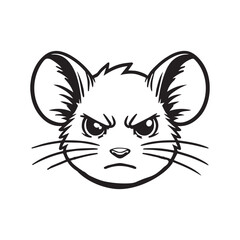 Obraz premium Mouse Face Clipart, House mouse Outline Logo, Small Rodent illustration in black and white 