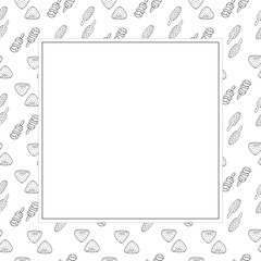 food and beverage square frame in doodle style frame background