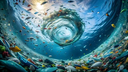 A Sea of Plastic: A Depiction of Ocean Pollution  AI generated