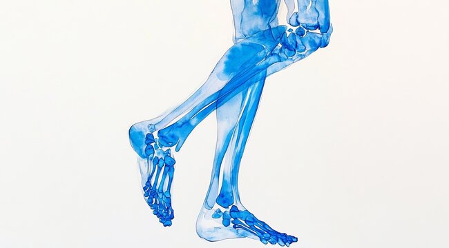 Glowing Leg Watercolor Artwork: Abstract Side View