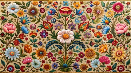 Opulent Bloom: A Zardozi Tapestry of Floral Splendor  AI generated
