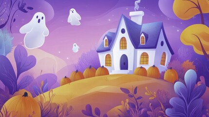 Haunted House with Pumpkins