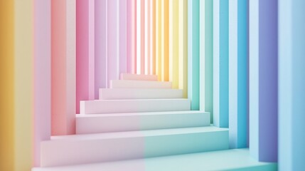 A mesmerizing abstract staircase with vibrant colors, creating a dreamy and whimsical effect for artistic inspiration.