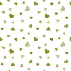 Simple vector endless pattern with scattered green hearts