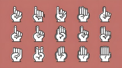 Icon set for hand gestures. Vector illustration of a collection of editable stroke icons.