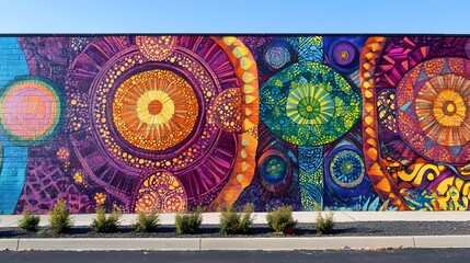 9. A vibrant street art mural featuring intricate patterns and bold colors