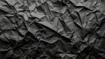 Black crumpled paper texture background with empty space for text