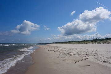 gently sloping sandy beach on the Polish Baltic Sea