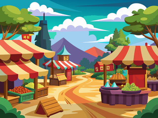 Marketplace landscape anime style
