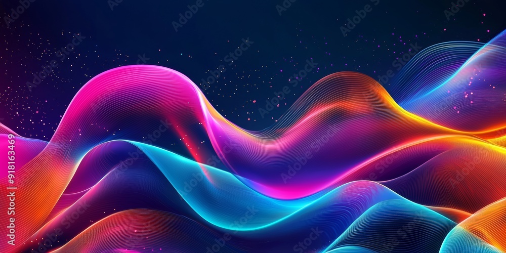 Aufkleber futuristic neon waveform background for technology and innovation concepts generative ai