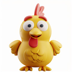 3d render icon of Chicken cartoon plastic 3d clay isolated