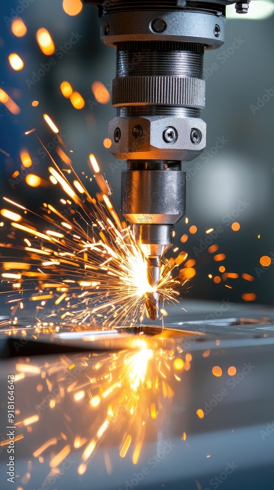 Poster precision in action - pneumatic drill enhancing efficiency on automated production line, generative 