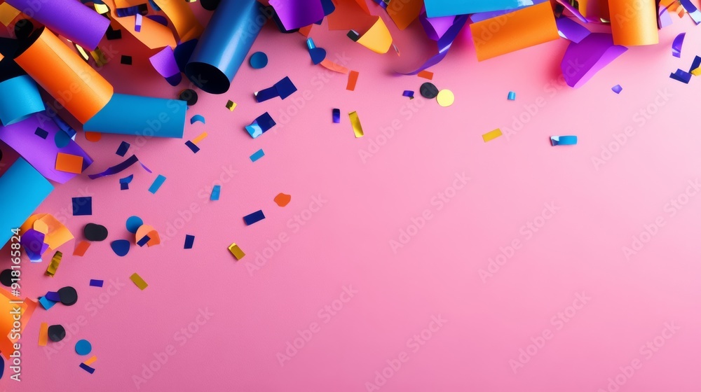 Poster Black Friday banner with colorful confetti, festive and vibrant design, isolated on a gradient background 