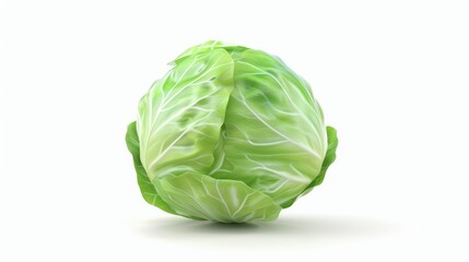 green cabbage isolated on white background