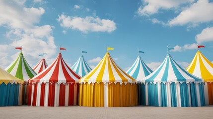 'Black Friday sale with vintage circus theme, featuring colorful tents and carnival-style sale signs' 