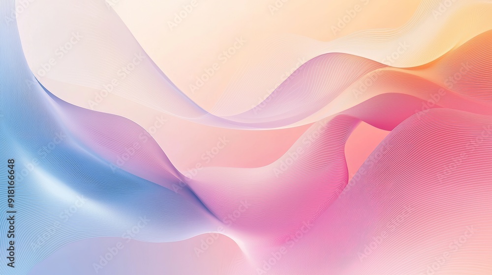 Poster soft pastel background with curved lines for gentle and sophisticated designs generative ai