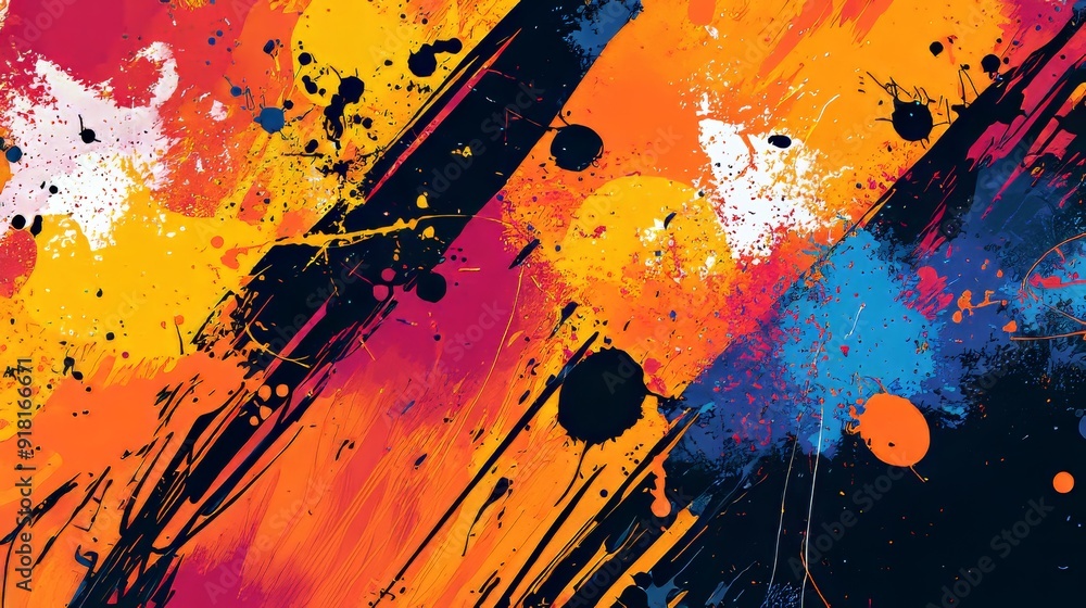 Poster vibrant abstract background with splatters and brushstrokes, perfect for creative projects generativ