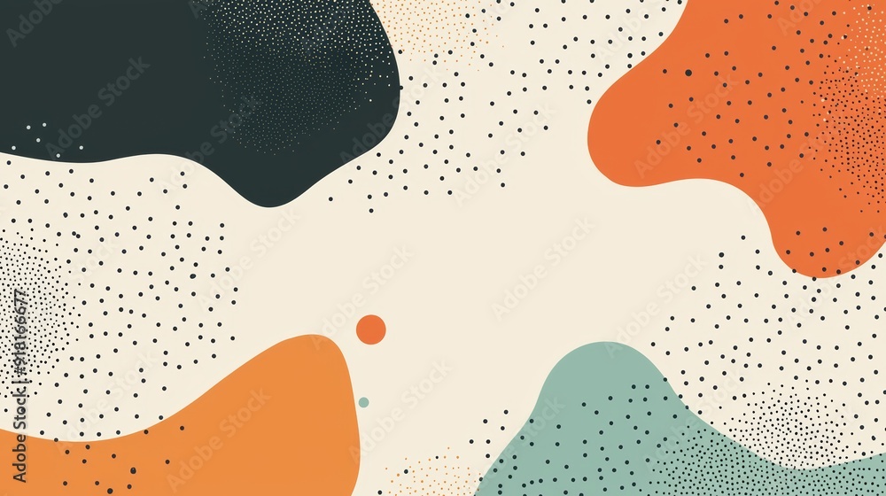Poster abstract background with scattered dots and organic shapes for dynamic designs generative ai